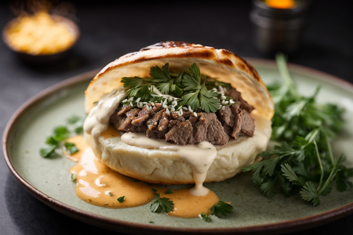 Bao de Cordero Lechal con Mantequilla de Marihuana y Salsa de Yogur