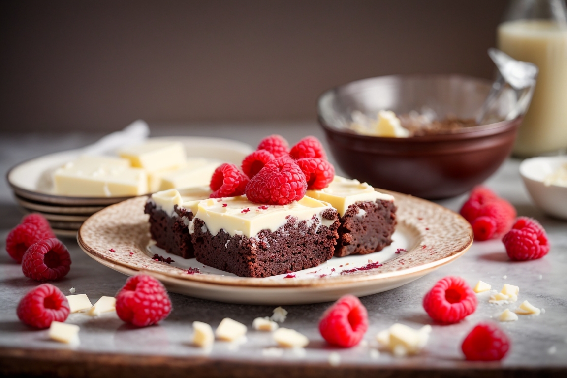 Brownies de Chocolate Blanco y Frambuesa