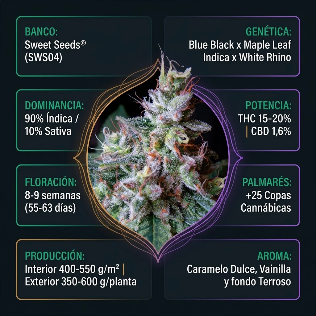 Infografía oficial de Cream Caramel Sweet Seeds en Huerto Urbano Grow