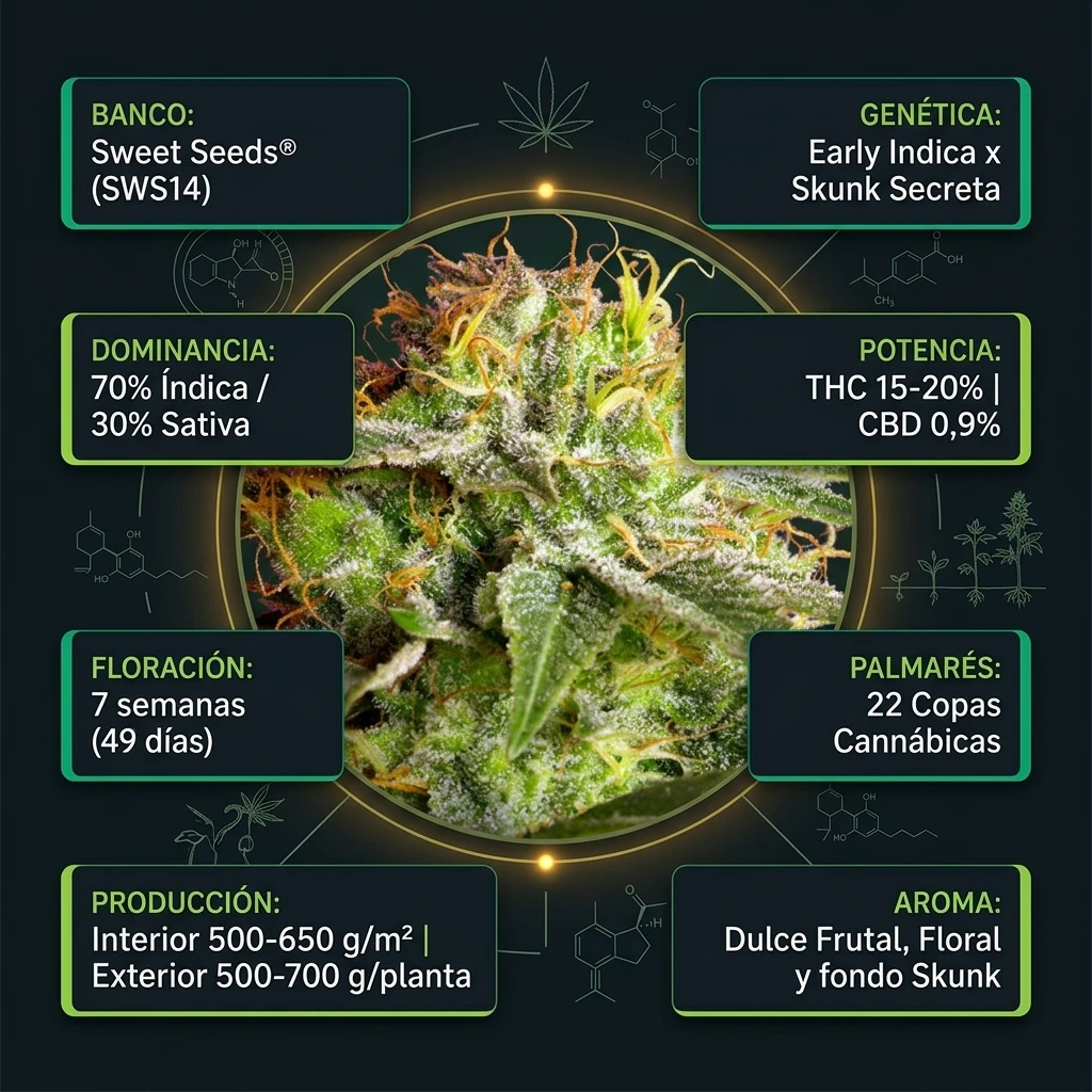 Infografía oficial de Green Poison Sweet Seeds en Huerto Urbano Grow